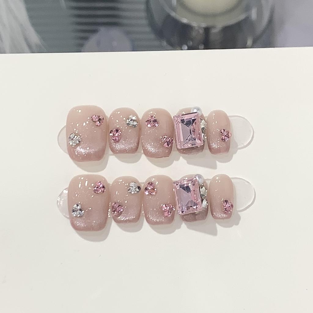 Daily Nude Smile French Cat Eye K9 Square Drill Peach