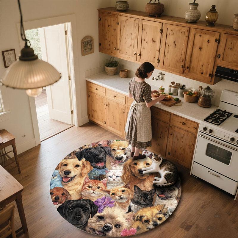 Cute Animals pattern round rug,Carpet Rug for Living Room Bedroom Playroom ,Non-slip Floor Mat,Holiday Gifts and Birthday Gifts.