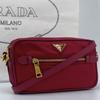 PRADA Shoulder Bag Pochette Crossbody Diagonal Strap Tessuto Nylon Gold Hardware Leather Pink Women's Triangle Logo Plate
