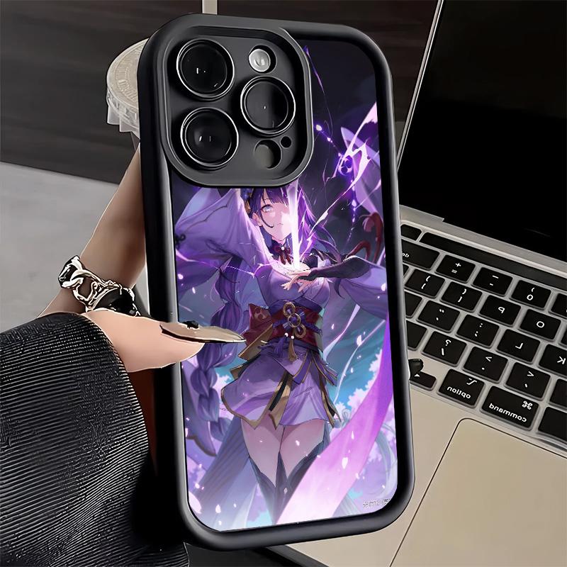 Phone Case for iPhone 17 Air 16E 15 16 Pro Max Genshin Impact Raiden Shogun Cover 14 Plus 13 12 Mini Soft Shell Silicone Fundas