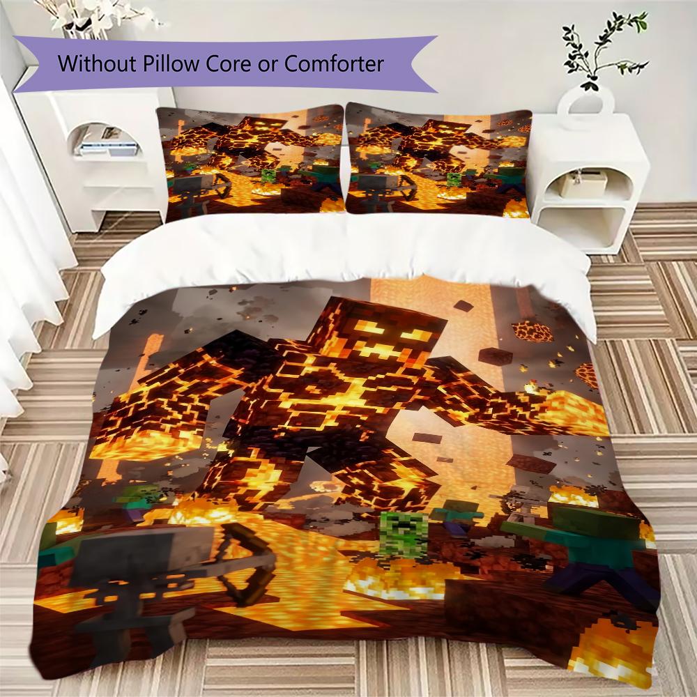Minecraft Pixel Character Heads Bedding 1 Duvet Cover 2 Pillowcase Without Core Without Core Soft And Comfortable Christmas Birthday Gift