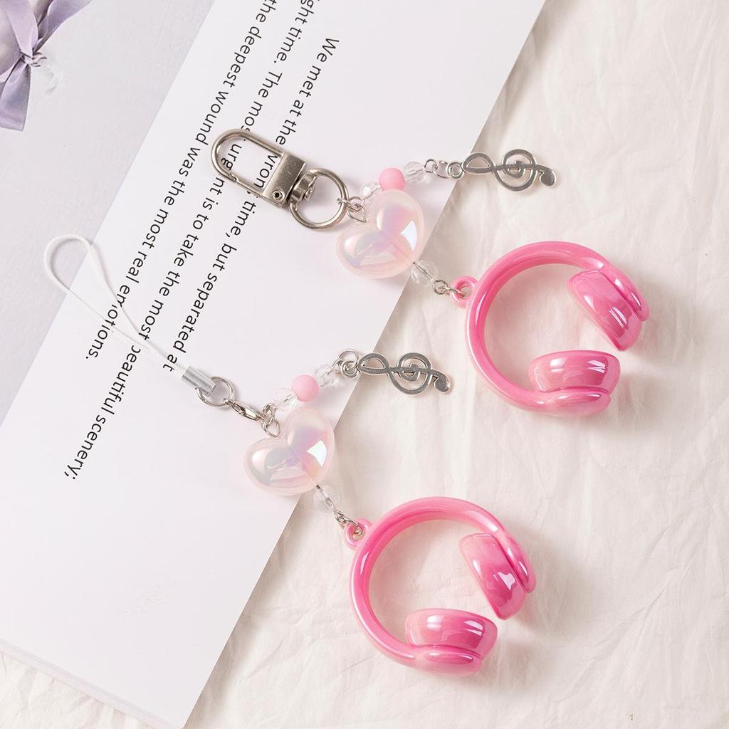 Creative 3D Music Earphones Acrylic Keychain and Schoolbag Charm