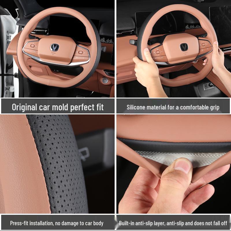 2024 Changan UNI-Z Hand-Stitched Steering Wheel Cover - Customized Interior Decoration.