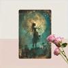 Metal Wall Art Dandelion Fairy 3D, Magic Night Atmosphere for Living Room