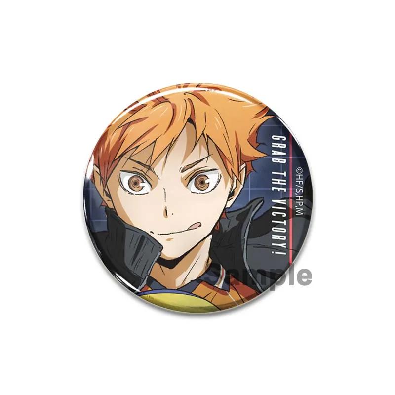 32/44/58mm Hot Sale Anime Japonês Haikyuu Tinplate Pins Mochila Engraçado Broche Emblemas Shoyo Hinata Timeskip Sakusa Atsumu Presente Periférico