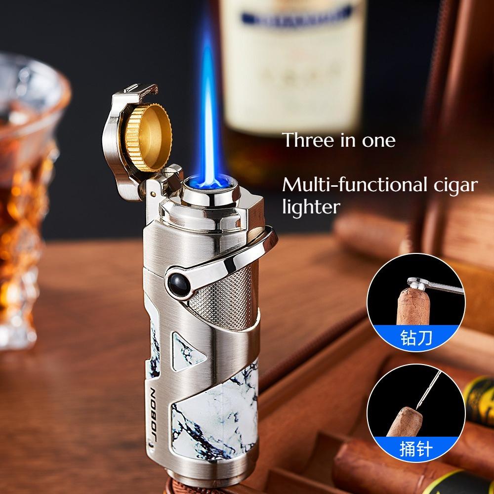 3-in-1 Multi-functional Cigar-specific Lighter When Used Moxibustion Directly Shoots Cigar Into Blue Flame Cigarette Accessories