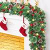 2.7m Christmas PVC Garland: Mixed Pine Needles & White-Tipped Red Berries for European Fireplace Décor
