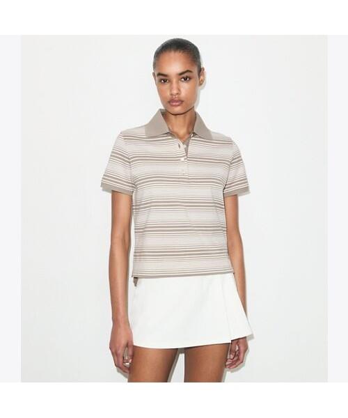 Tolibeochi Striped Cotton Polo - Taupe Stripe