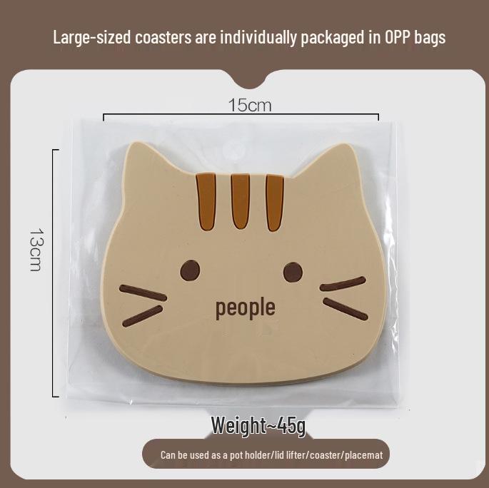 Cute Cat & Puppy Expression PVC Silicone Non-slip Heat Insulation Coaster Mat