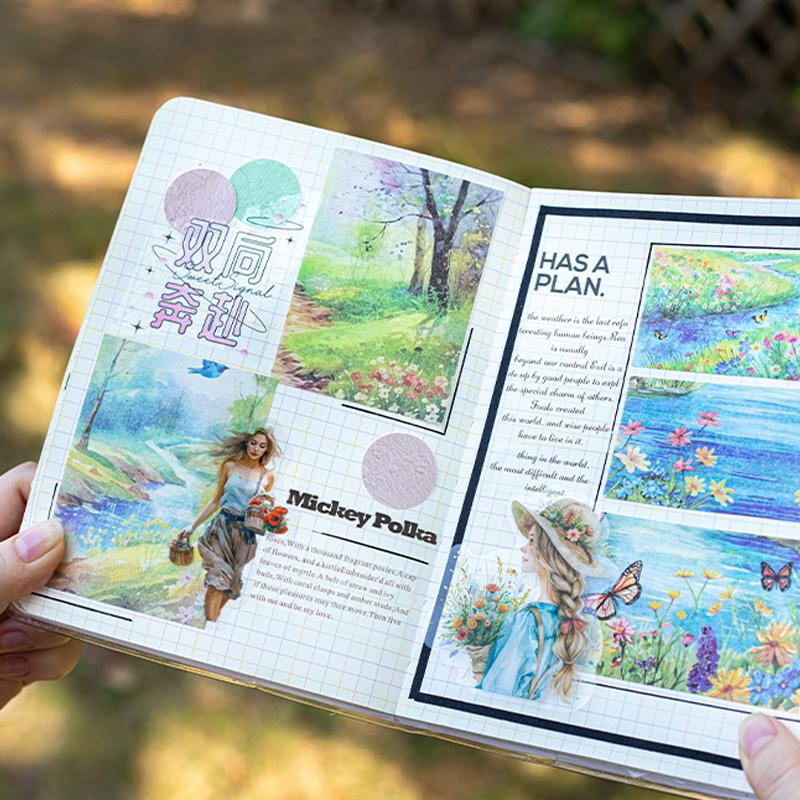 30sheets/bag  Material Paper Spring Watercolour Landscape Handbook Stationery DIY Handmade & Scrapbook Journal Decoration