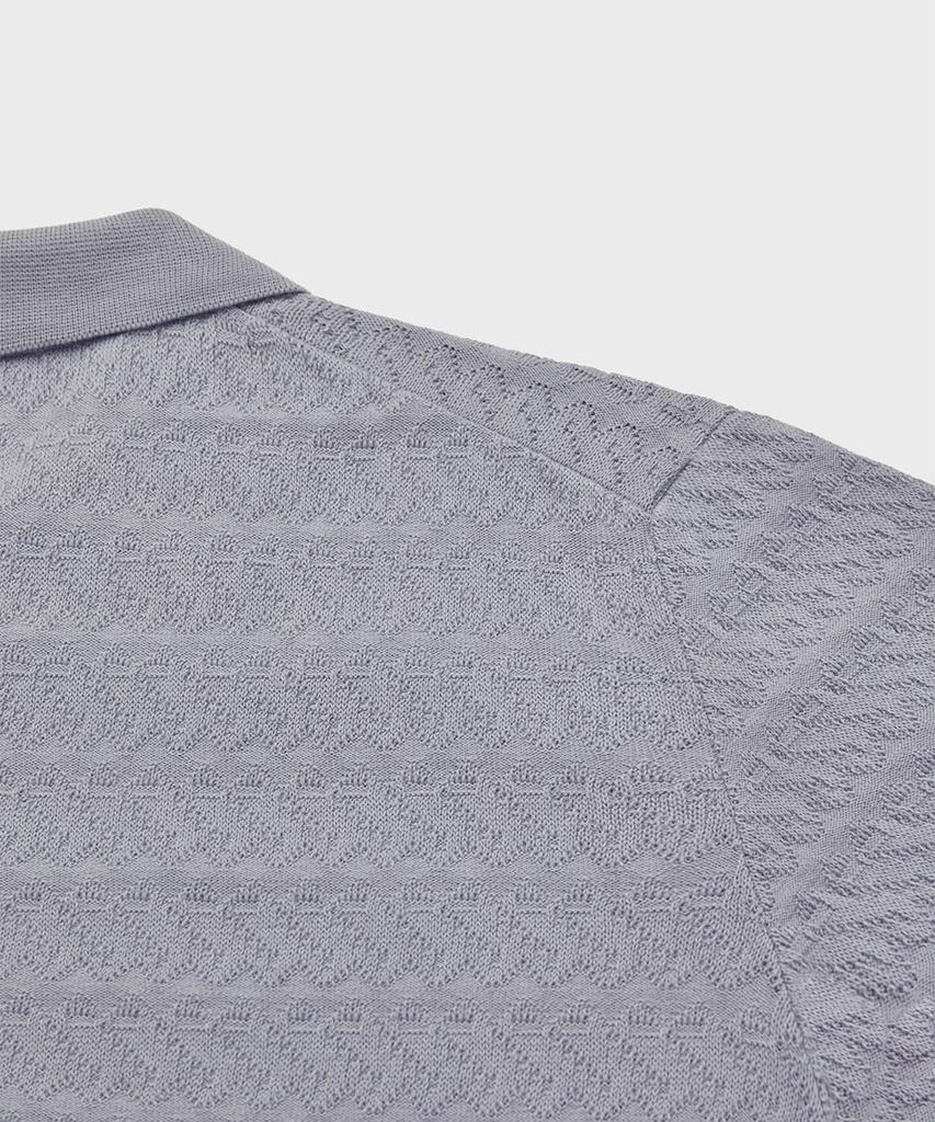 Yaichi Jacquard Knit Polo - Glacier Gray