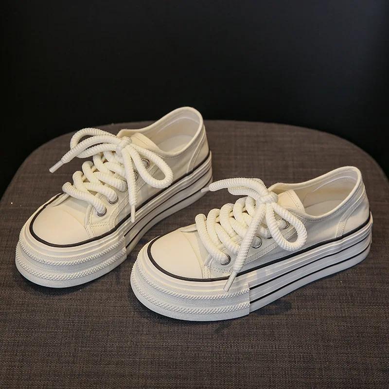 Fashion 2025 Summer New Women's Fashion Casual Canvas Shoes Comfortable, Breathable, Thick Soled, Anti Slip Casual Shoes