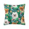 Custom Nordic Pomeranian Dog With Summer Leaf Sofa Cushion Cover Velvet Pet Spitz Pillow Case Bedroom Decoration