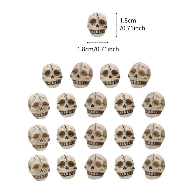 20Pcs Realistic Resin Skull Figures Ideal for Haunted Houses Decorations Home Garden Accents