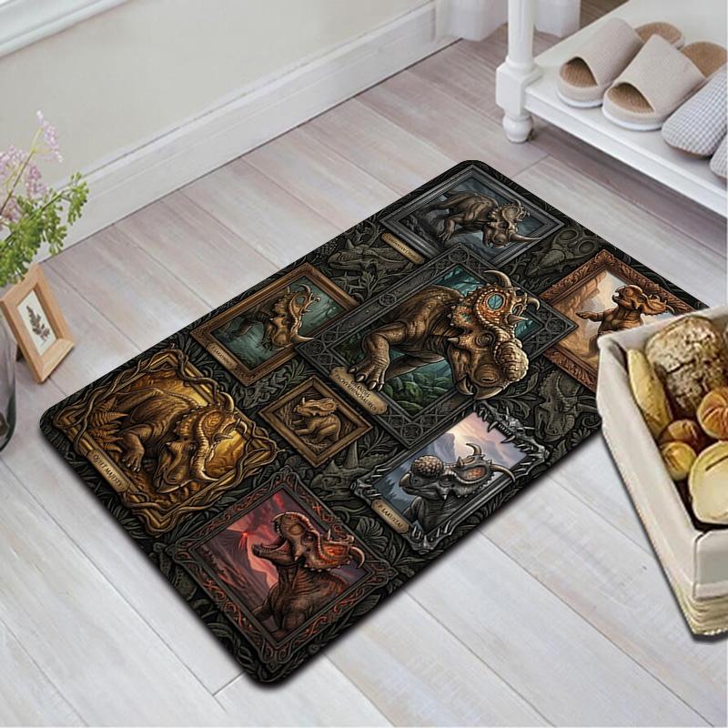 Prehistoric Dinosaur Collage Pattern Rug Floor Mat for Living Room or Bedroom Soft and Comfortable Carpet a Gift for Birthday and Holiday.