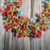 Handmade Multicolor Glass Bead Statement Necklace - Adjustable