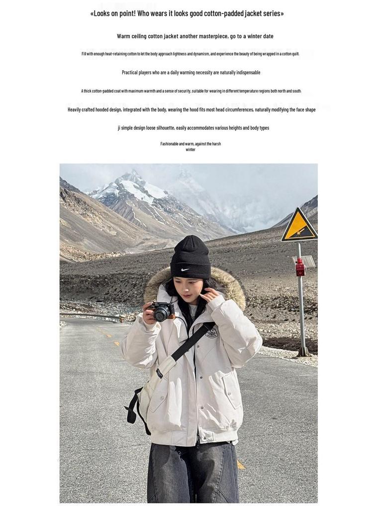 Women's 2025 Retro Parka Down Cotton Jacket - Winter Warmth, Short Workwear Essential
