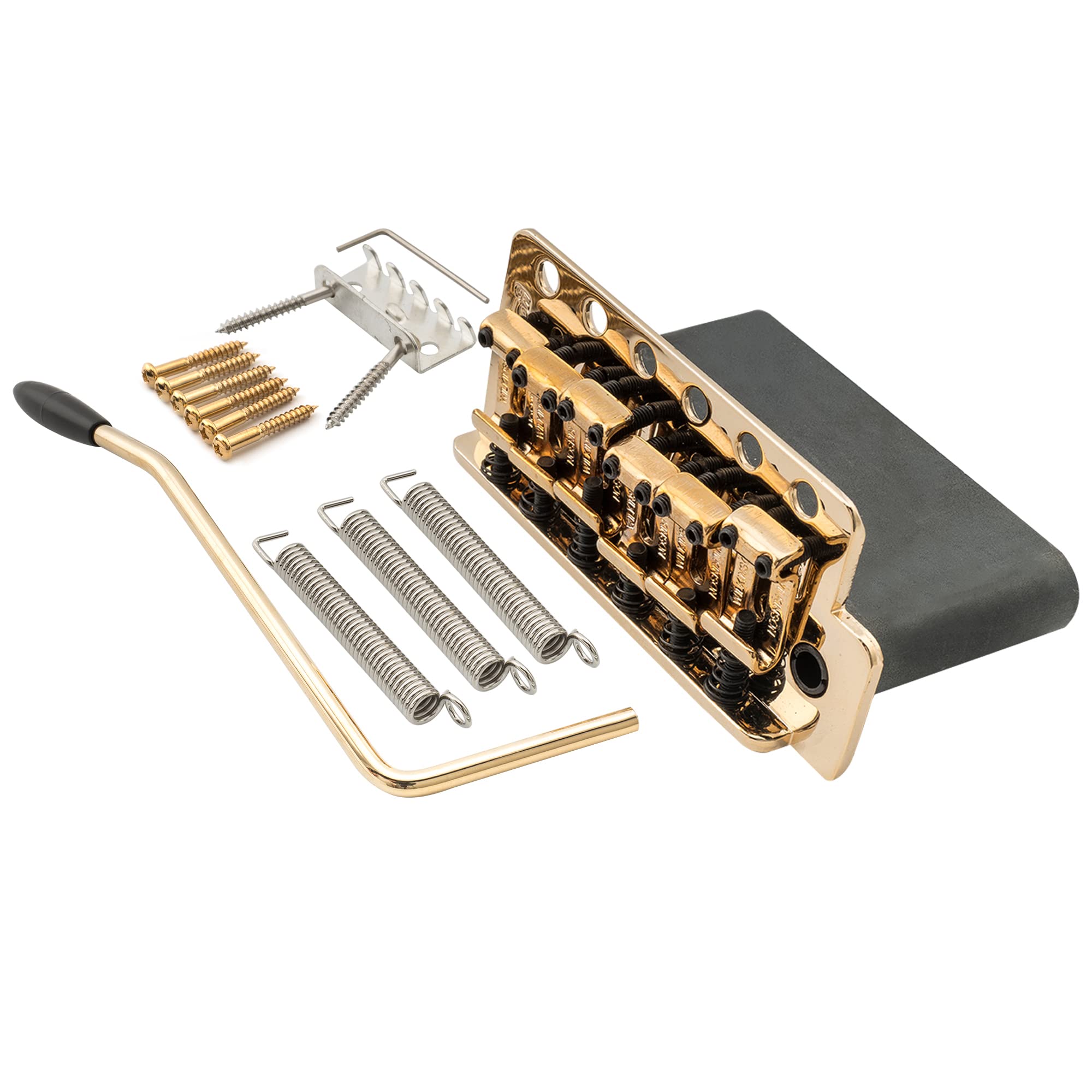 

Wilkinson WVC-SB 6-Point Tremolo Bridge Unit with Vintage Steel Saddles and Full Steel Block for USA Vintage Strat/Japanese Strat Guitars, Gold
