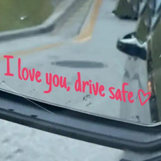 Autoaufkleber Ich liebe dich Fahr sicher Herzförmige Autoaufkleber für Fenster Rückspiegel Windschutzscheibe Stoßstange Wasserdichter Vinyl Becheraufkleber Lustig Automobil