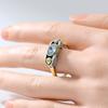 Vintage Handmade Butterfly with Blue Synthetic Zirconia Two Tone Ring Women's Elegant Exquisite Banquet Anniversary Fine Jewelry