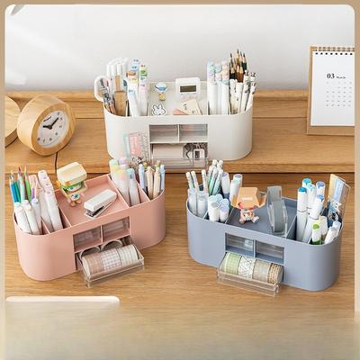 Kunststoff Stiftehalter Aufbewahrungsbox Schreibtischaufbewahrung Multifunktional Einfach Büro Schreibwaren Stiftehalter