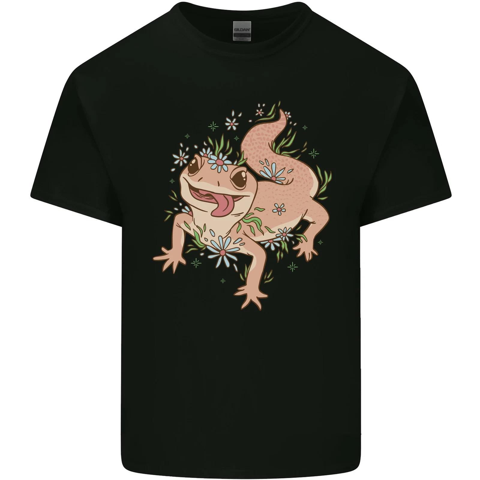 Gecko With Flowers Lizards Kids T-Shirt Childrens S
