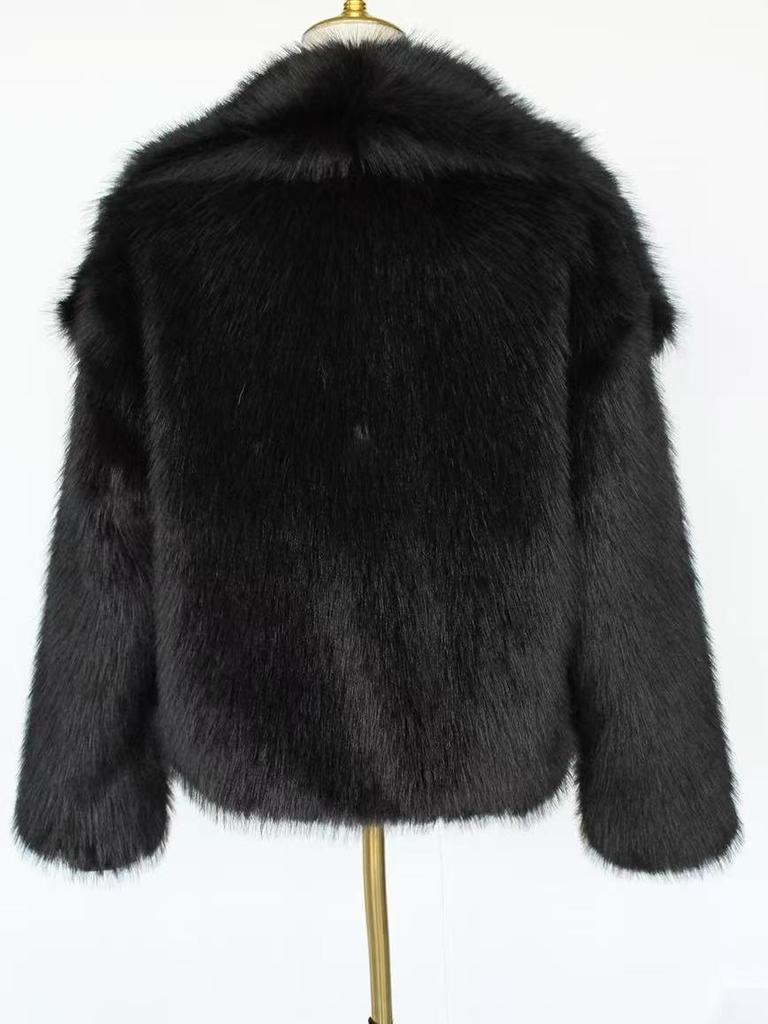 Women's Cross-Border Faux Fox Fur Coat - Plush, Regular Style