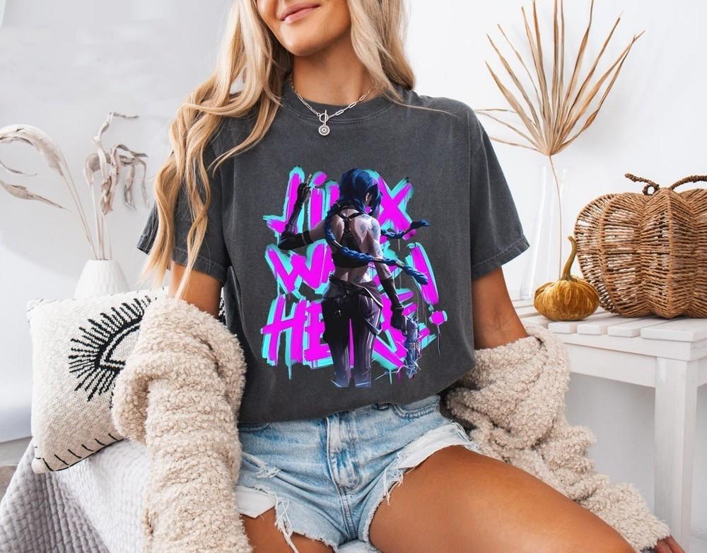 

Лол Джинкс Riot Графическая Футболка Ar-Cane Тематическая Футболка Унисекс Футболка Фанатская Одежда Ar-Cane Унисекс Футболка L