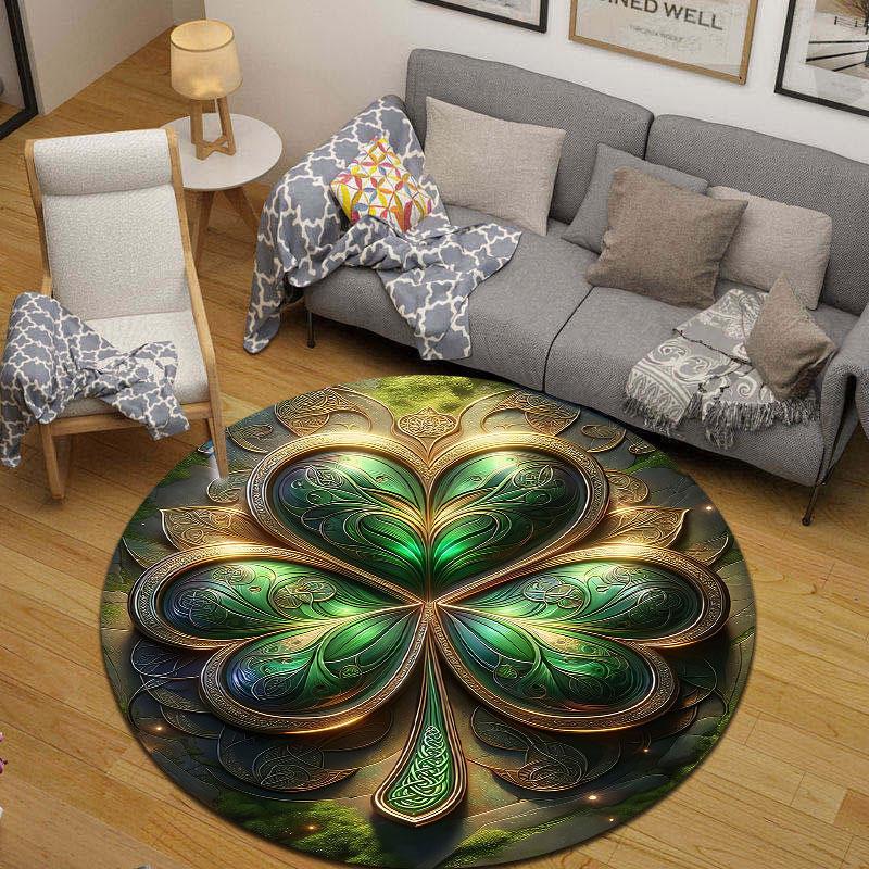 Rustic Round Abstract Multicolor Rug Pad, Non-Slip Floor Mat for Office