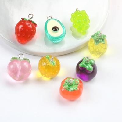 8Pcs 3D Fruit Grape Charms Resin Pink Peach Pendants for Jewelry Earrings Keychain Necklace DIY Jewelry Making Accessories