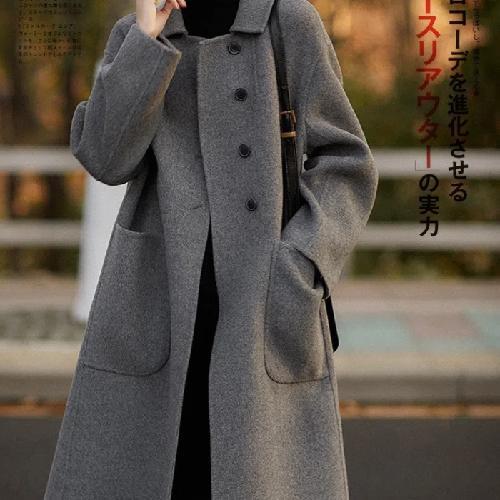 Autumn Winter Women's Mid-Length Woolen Coat Loose Versatile Trench Coat Woolen Outer Wear Top