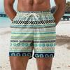 Hawaiian Ethnic Pattern Beach Shorts For Men Geometric Pattern 3D Printed Swimming Trunks Unisex New Summer Vacation Short Pants