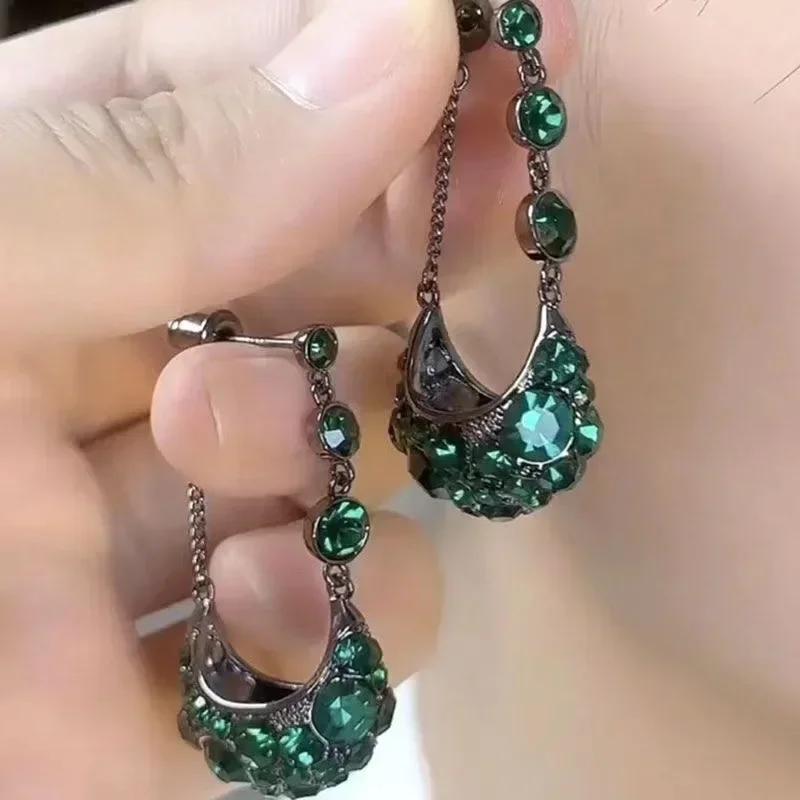 High Class Geometry Rhombus Cat's Eye Stone Exquisite Pendant Earrings for Women Jewelry Party Wedding Gifts