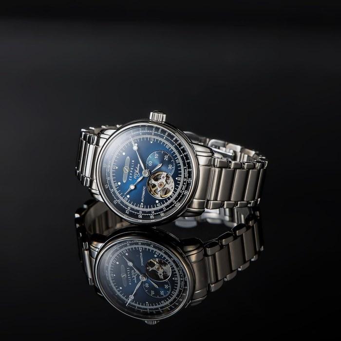 [Zeppelin] 100th Anniversary Automatic Watch, 50m Water Resistance, Mineral Glass, Navy Dial, 7662M-3, Men's