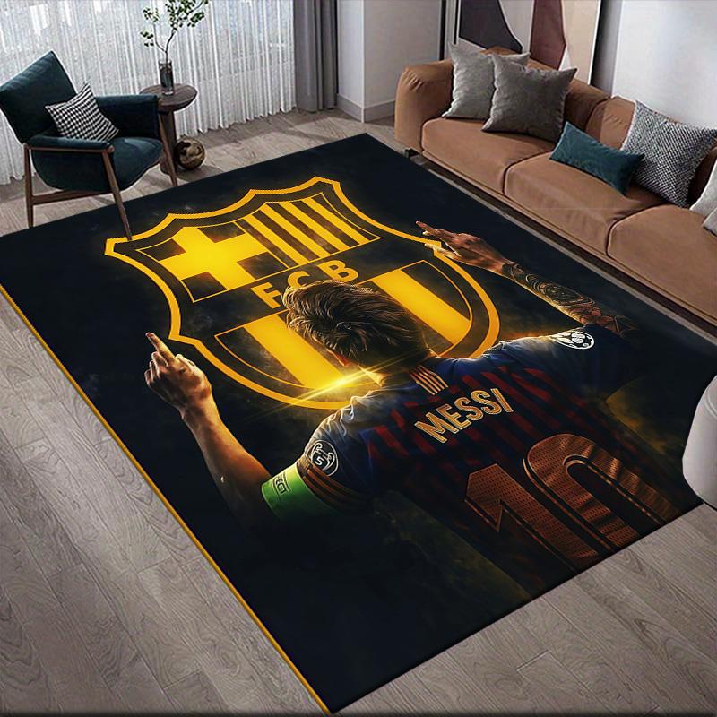 Tappeto Quadrato a Fantasia Flanella Futbol Club Barcelona, Tappeto da Area, Tappeto per Soggiorno Camera da Letto Divano Sala Giochi Decorazione, Tappetino Antiscivolo