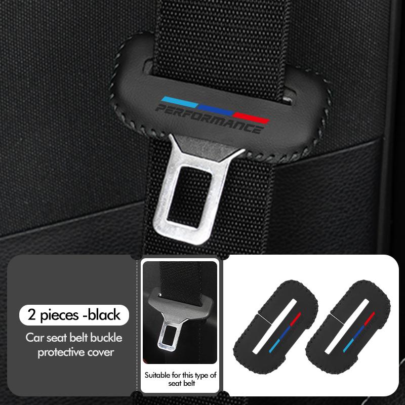 For BMW 1/2pcs Car Seat Belt Buckle Cover Leather Protector Anti-collision Case Accessories Performance E91 X5 E70 F11 E30 F31 E1