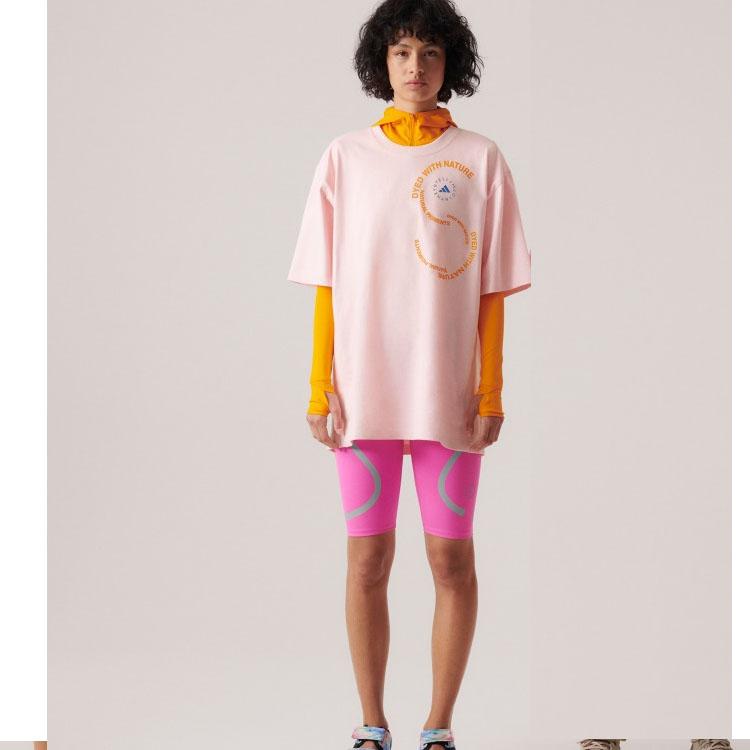 Adidas X Stella McCartney Co-Branded Logo Bestickter Print Rundhals Kurzarm T-Shirt Unisex Oberteile Magic-Light-Brown IA7709