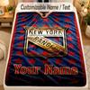 Flannel BlanketNew York Rangers Custom Name Text Personalized Soft Warm Throw Blanket Home Decor Gift