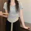 2026 Summer Korean Style Women's U-Neck Slimming Short Sleeve T-shirt