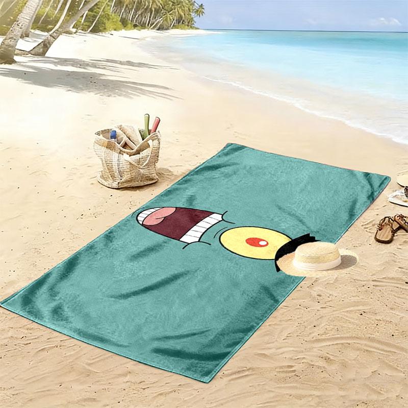 SpongeBob SquarePants Print Beach Towel, Large Soft Quick Dry Towel for Beach Camping Swimming