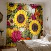 2pcs Autumn Sunflower and Pumpkin Floral Print Double Curtains Living Room and Bedroom, Perfect for Blocking Out Light