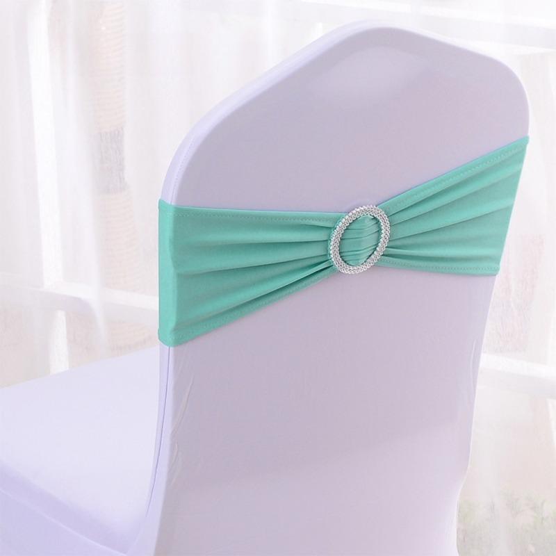 Wedding Decoration Birthday Party Chair Cover Elastic Hoop Bow Tie Elastic Fabric with Circular Buckle Suitable for All Banquet Chairs in The Hotel