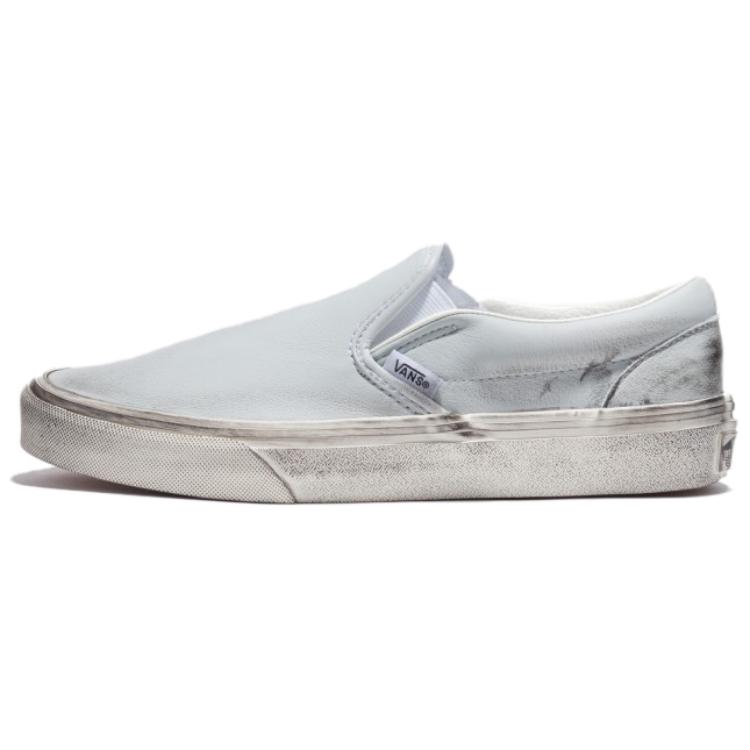 Vans Slip-On Casual Low-Top Skate Shoes Women sneaker Light-Blue White VN000BVZYP2