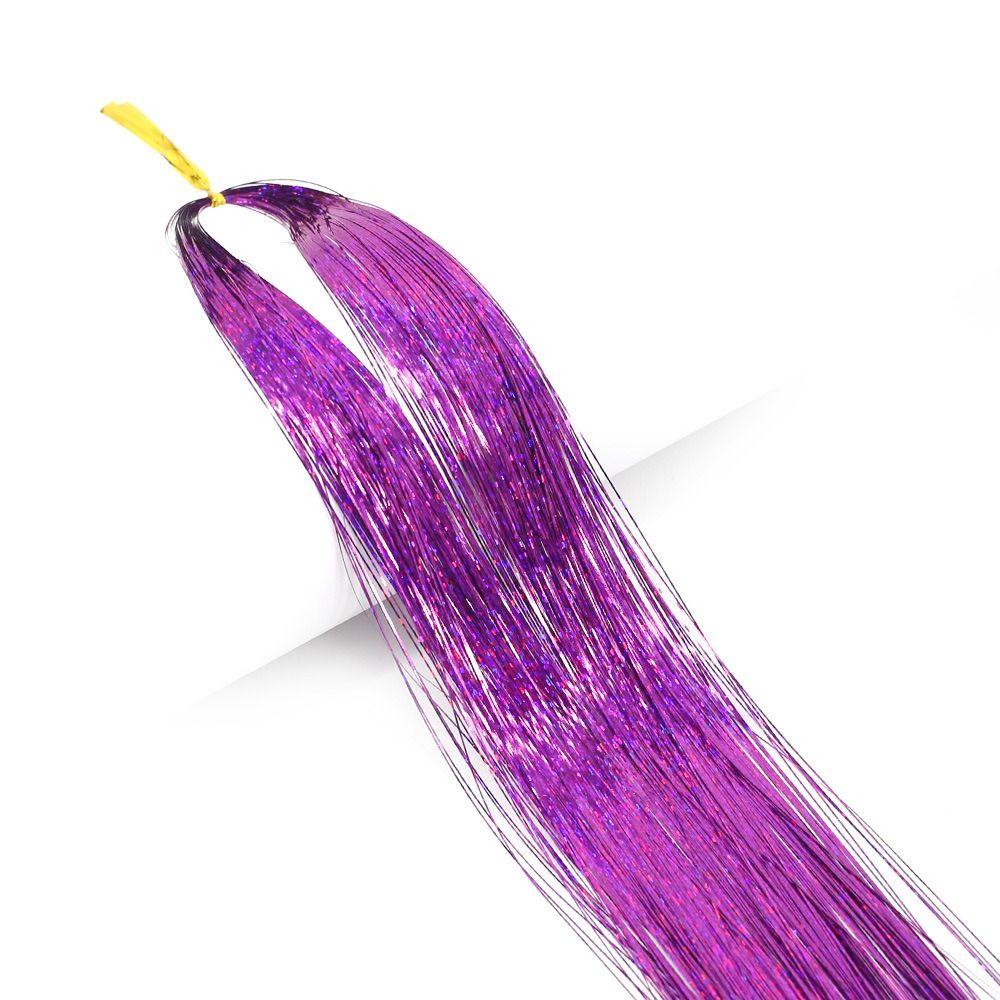 Hippie Decor Glitter Strips Party Headdress Tinsel Sparkle Silk Wig Long Straight Sparkly Ponytail