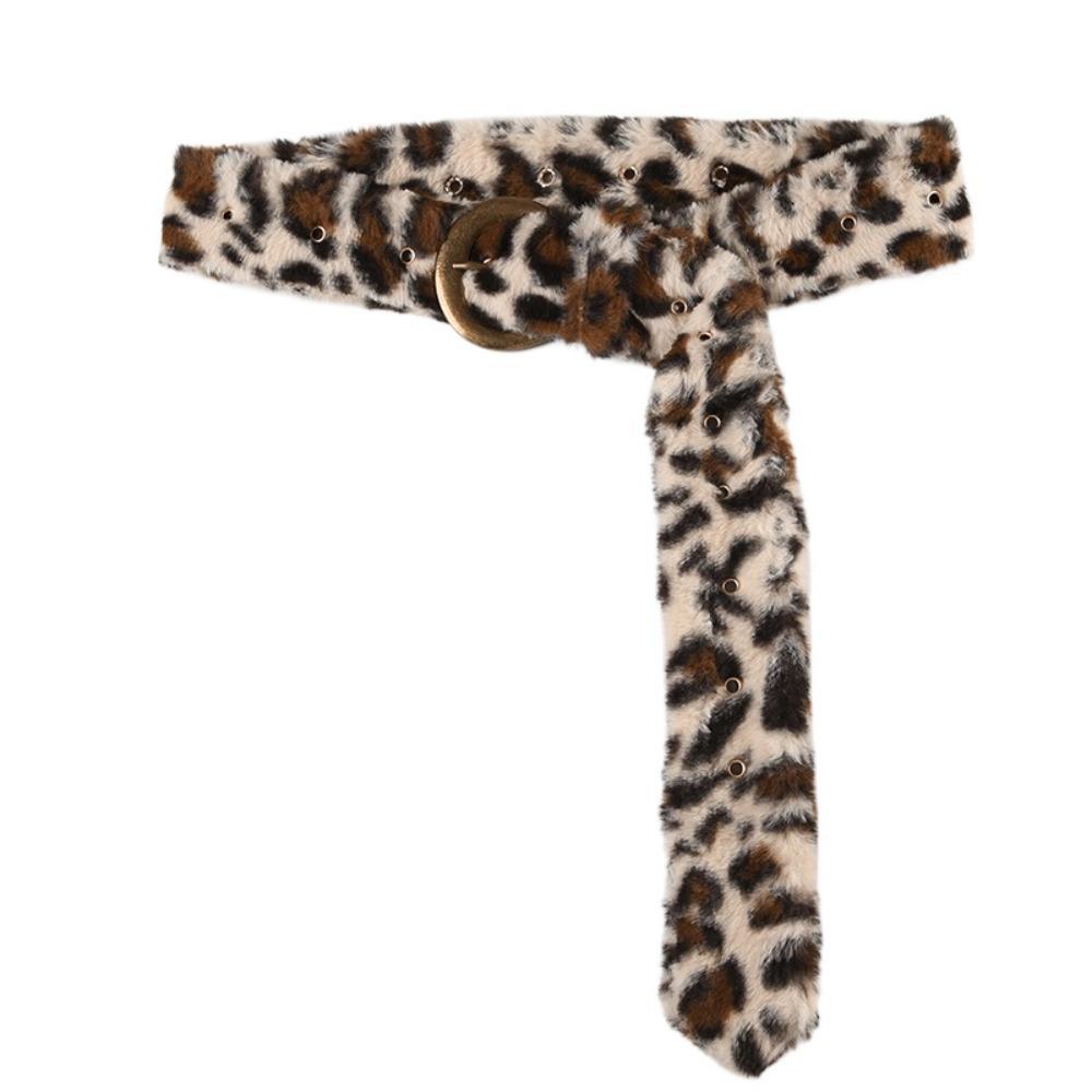 Resin Buckle Leopard Print Plush Belt Furry Jazz Dance Costumes Accessory  Streetwear