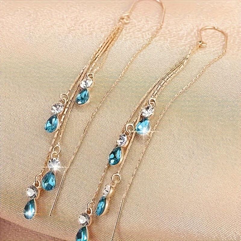 

Элегантные зеленые серьги-капли с кисточками - Модный длинный дизайн, сплав, идеальный подарок на День святого Валентина для него синий