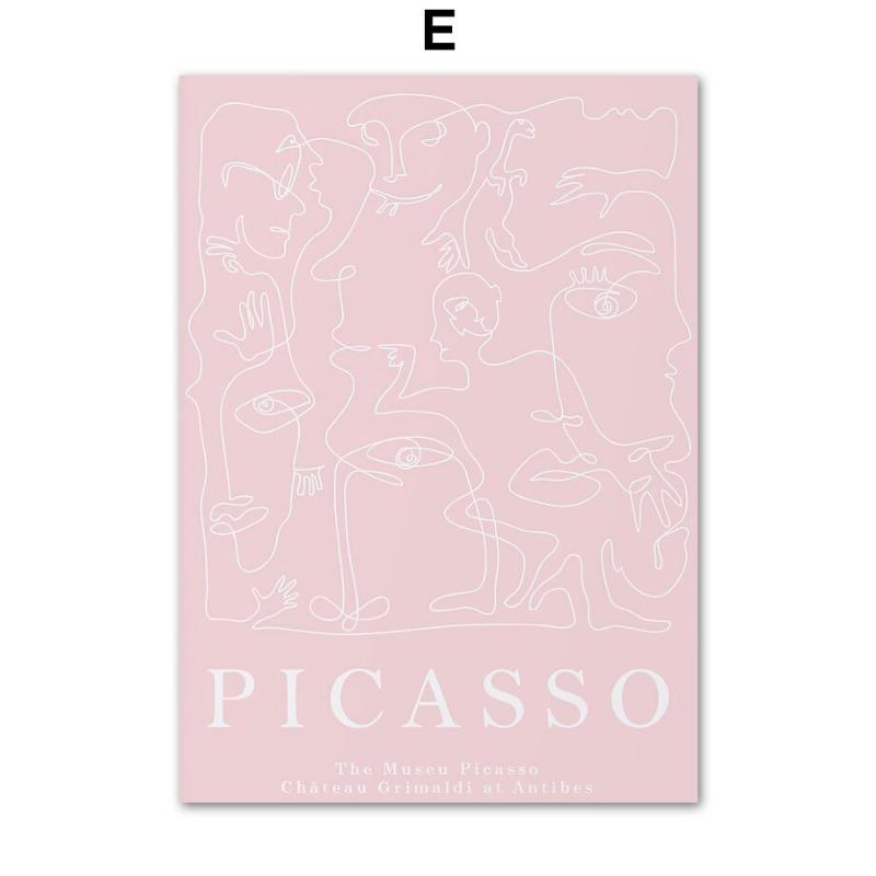 Nordic Abstract Wall Art Canvas  Pink Matisse Picasso Coral Bauhaus Design Poster for Living Room Decor Modern Home Decor Print