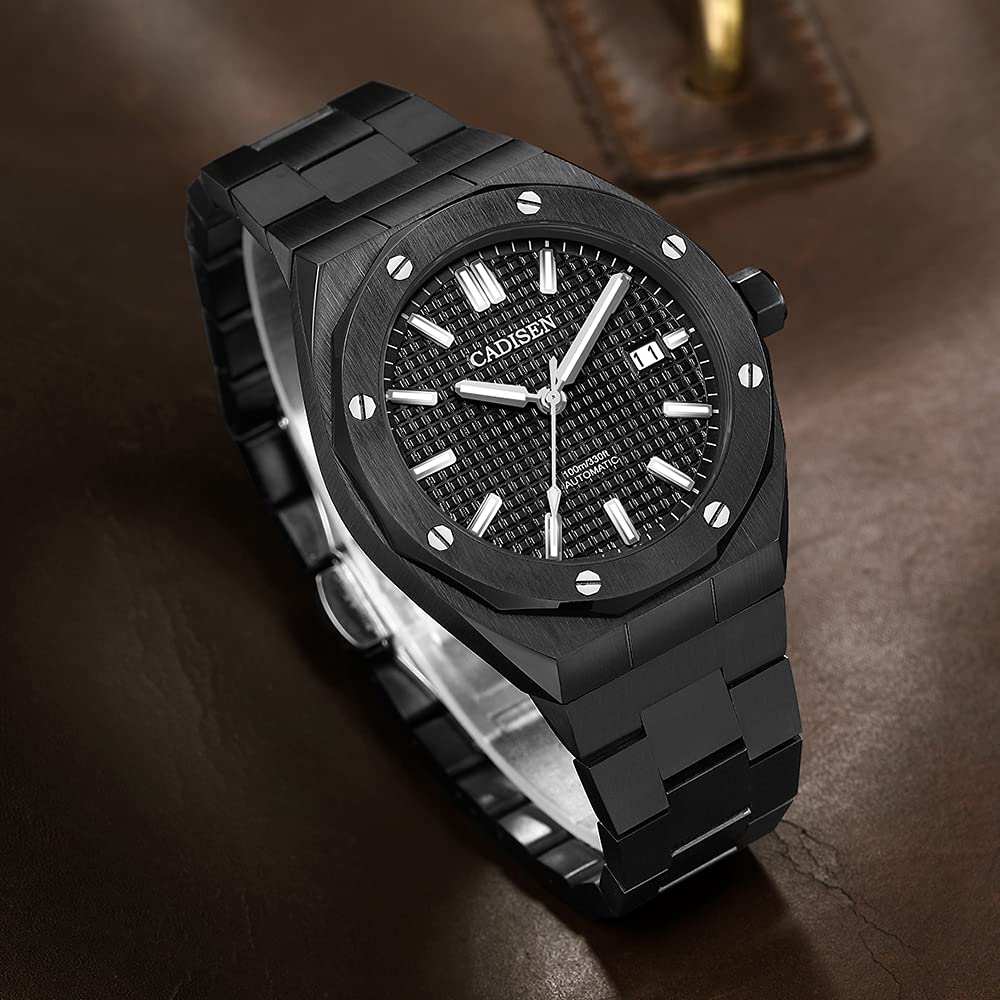 Cadisen Made In MIYOTA8215 Royal German Retro Water Resistant To 10 Case Waterproof Hexagon Dress Stainless Steel Sapphire Coming of Age Present C8193