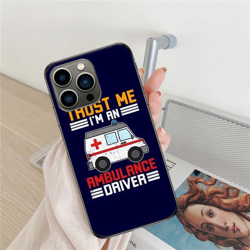 Paramedic Ambulance Wee Woo Phone Case For Iphone 17 Air 16 15 Pro Max 14 Plus 16E Coque 13 Pro 12 Mini 11 Clear Cover Silicone