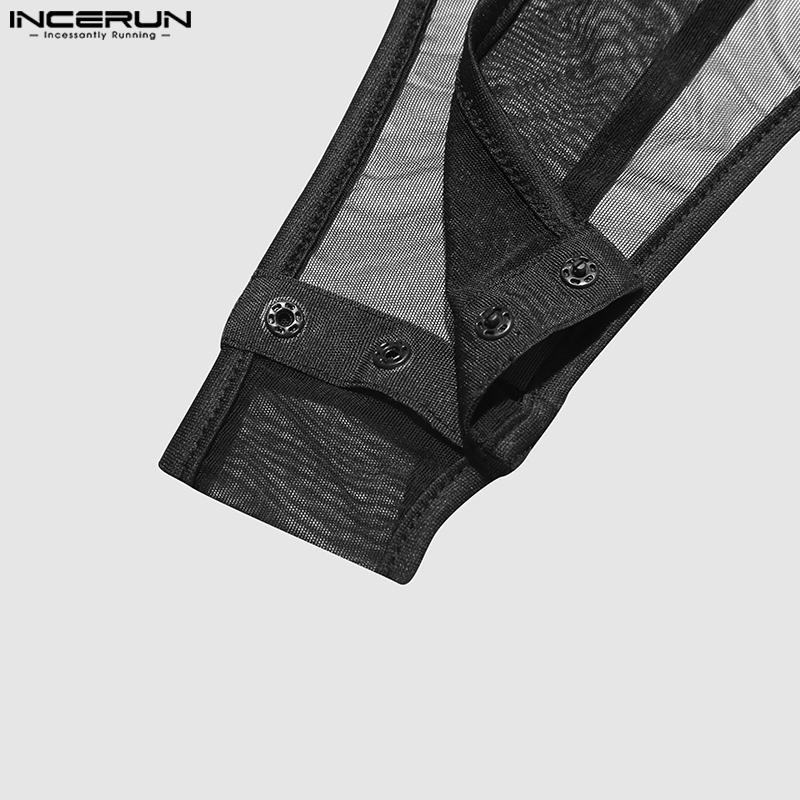 INCERUN Muži prohlédnou Slim Tops Mesh bodysuits
